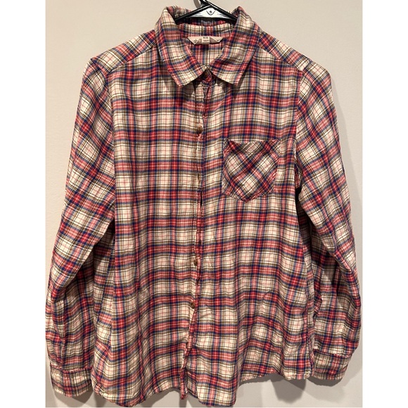 I Love H81 Pink Plaid Flannel Long Sleeved Buttoned Down Shirt - Picture 11 of 16